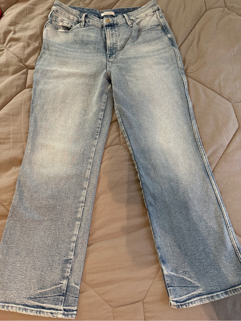 Good American Light Blue Straight-Leg Jeans